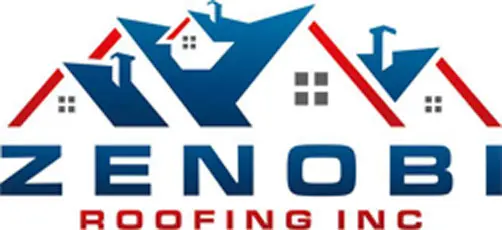 A logo of a roofing company