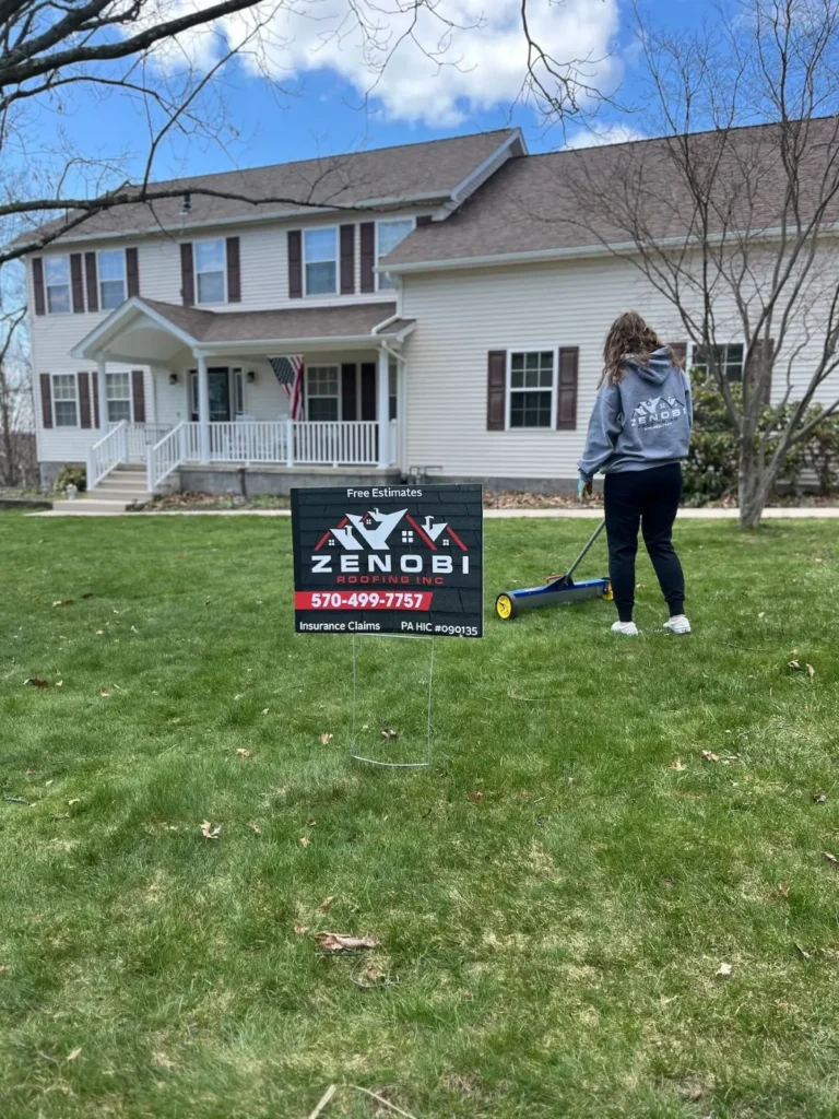 Clean yard after roof replacement completed by Zenobi Roofing