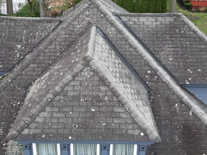 Older asphalt shingle roof on a home in Northeast Pennsylvania
