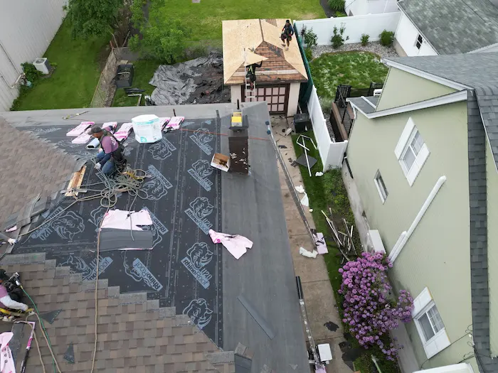 Roof replacement in progress on a home in Lackawanna County Pennsylvania