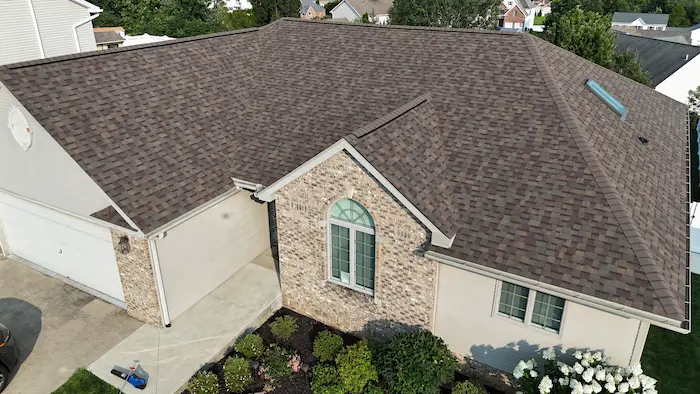 Architectural roof shingles coordinated with the exterior colors of a Northeast Pennsylvania home