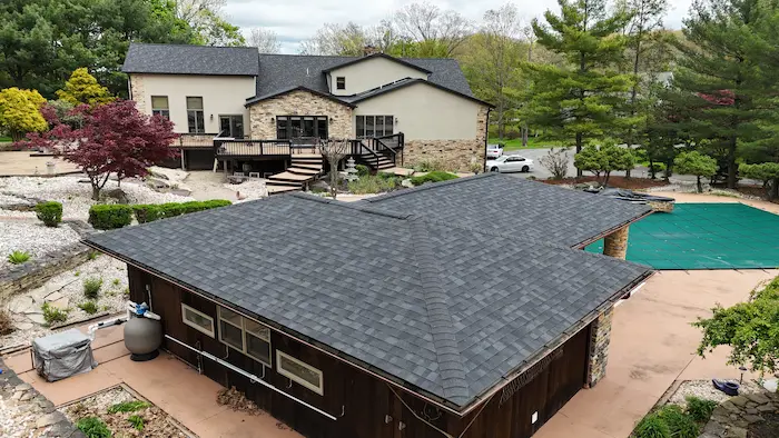 New roof on a Clarks Summit PA home with landscaping protected during installation